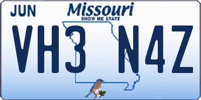 MO license plate VH3N4Z