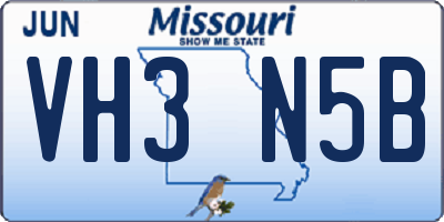 MO license plate VH3N5B