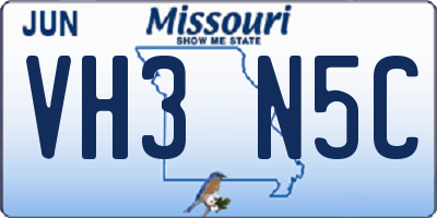 MO license plate VH3N5C