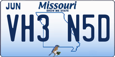 MO license plate VH3N5D