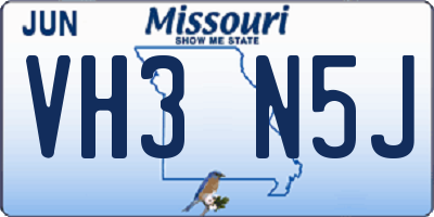 MO license plate VH3N5J