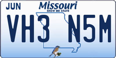MO license plate VH3N5M