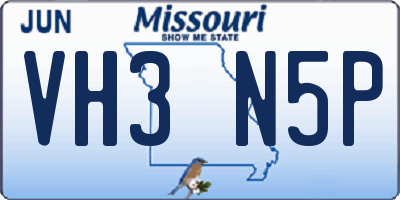 MO license plate VH3N5P