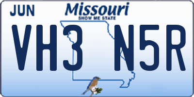 MO license plate VH3N5R