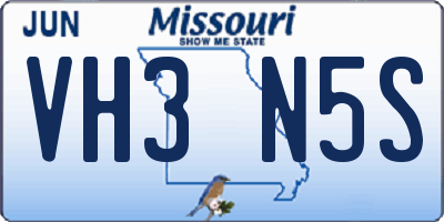 MO license plate VH3N5S