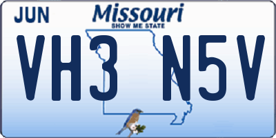 MO license plate VH3N5V
