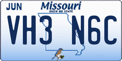 MO license plate VH3N6C