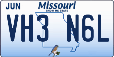 MO license plate VH3N6L
