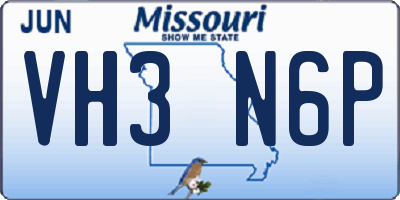 MO license plate VH3N6P