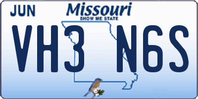 MO license plate VH3N6S