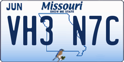 MO license plate VH3N7C