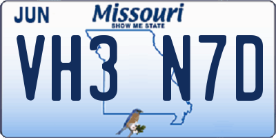 MO license plate VH3N7D
