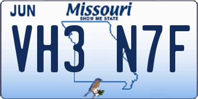 MO license plate VH3N7F