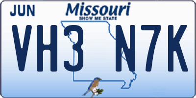 MO license plate VH3N7K