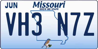 MO license plate VH3N7Z