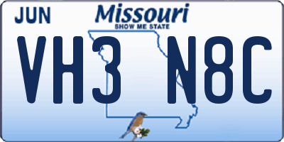 MO license plate VH3N8C