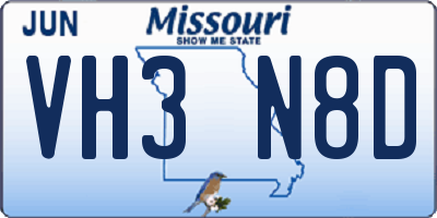 MO license plate VH3N8D
