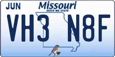 MO license plate VH3N8F