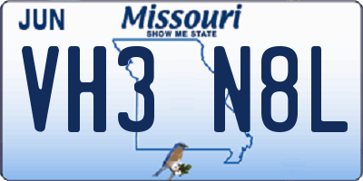 MO license plate VH3N8L