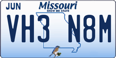 MO license plate VH3N8M