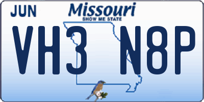 MO license plate VH3N8P