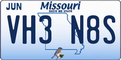 MO license plate VH3N8S