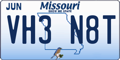 MO license plate VH3N8T