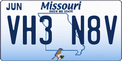 MO license plate VH3N8V