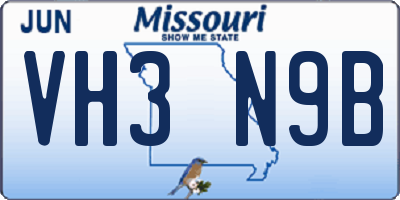 MO license plate VH3N9B