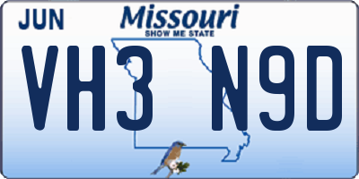 MO license plate VH3N9D