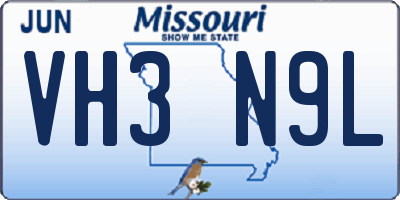 MO license plate VH3N9L