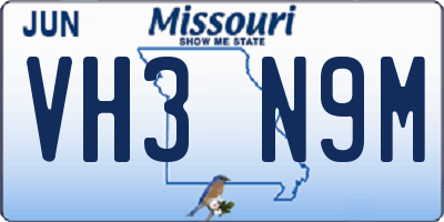 MO license plate VH3N9M