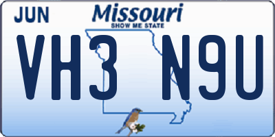 MO license plate VH3N9U