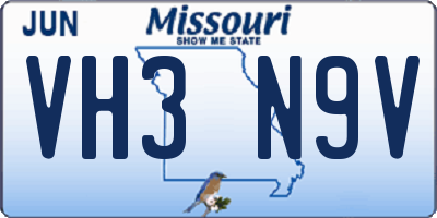 MO license plate VH3N9V