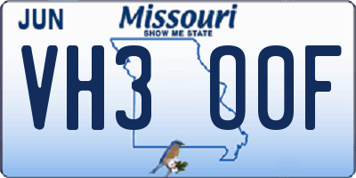 MO license plate VH3O0F