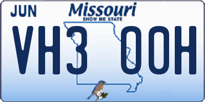 MO license plate VH3O0H
