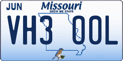 MO license plate VH3O0L