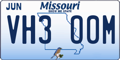 MO license plate VH3O0M