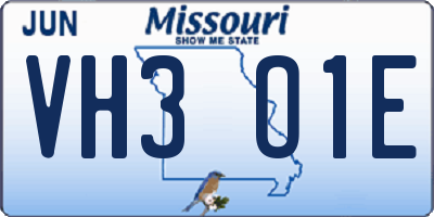 MO license plate VH3O1E