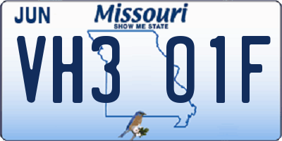 MO license plate VH3O1F