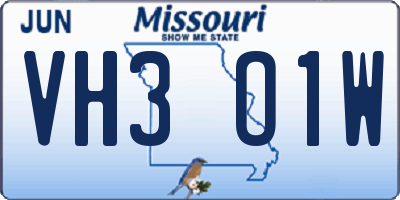 MO license plate VH3O1W