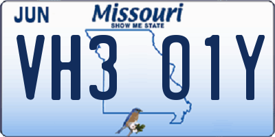 MO license plate VH3O1Y