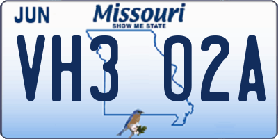 MO license plate VH3O2A