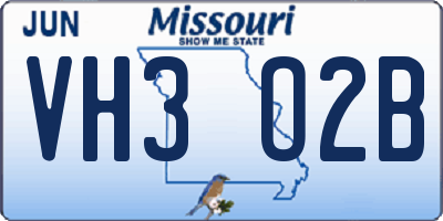 MO license plate VH3O2B