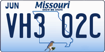 MO license plate VH3O2C