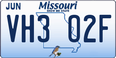 MO license plate VH3O2F
