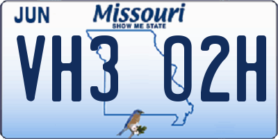 MO license plate VH3O2H
