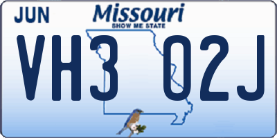 MO license plate VH3O2J