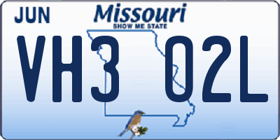 MO license plate VH3O2L