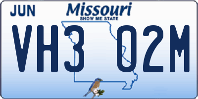 MO license plate VH3O2M